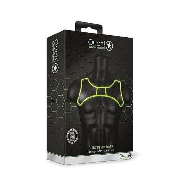 🦋B2G1🦋OUCH! Glow In The Dark NEON GREEN Neoprene Body Harness | S/M | - Picture 4 of 6